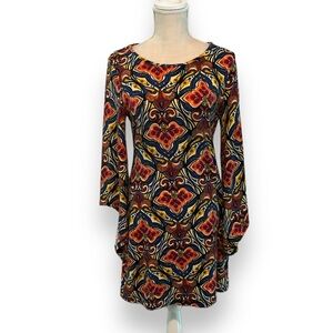 Aryeh Bell Sleeve Colorful Dress Size M